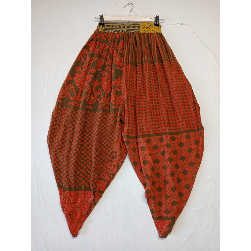 Source Unknown Red and Olive Green Women Harem Pants